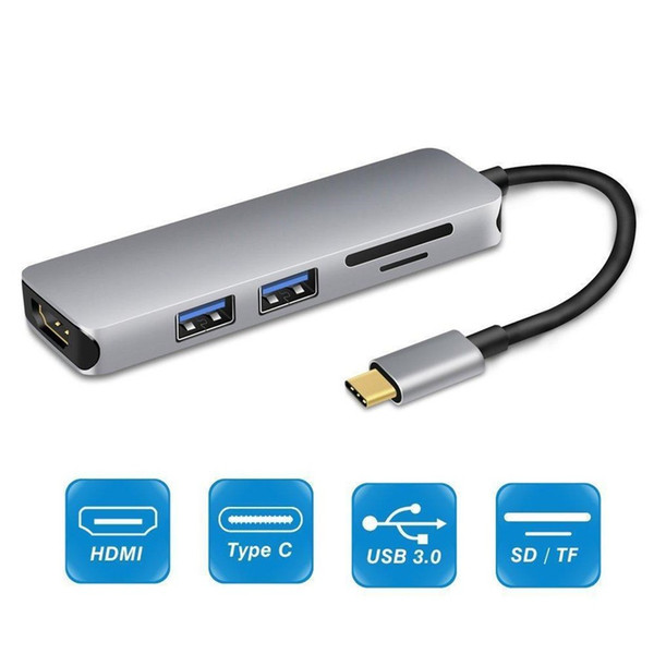 10set Typt-c Type C Hub USB C USB3.1 Hub with HDMI 5 in 1 Combo Hub with 2 USB3.0 Ports SD TF Card Reader USB adapater