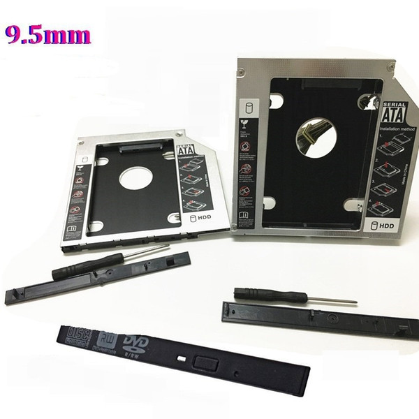 250set Universal Aluminum 2nd HDD Caddy 9.5mm SATA 3.0 DVD HDD Adapter For 2.5''7/9/9.5/12.5mm SSD HDD Case Enclosure CD-ROM