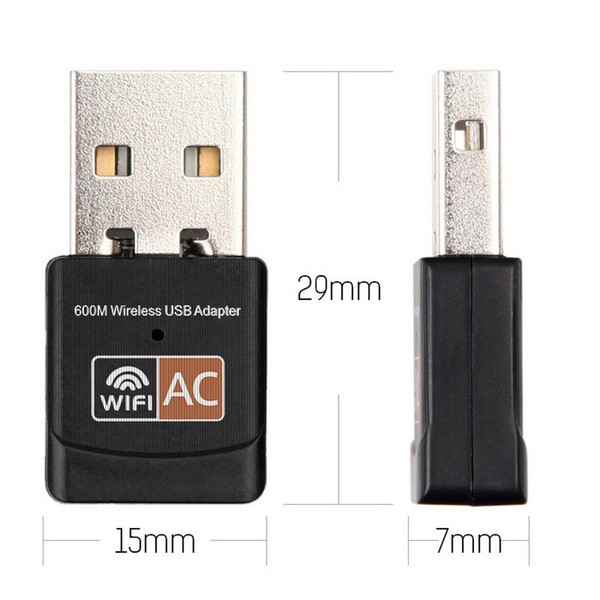 100pcs 2.4GHz 5GHz Mini Network Wireless USB WiFi Adapter Computer 600mbps WiFi antenna Dual Band 802.11b/n/g/ac
