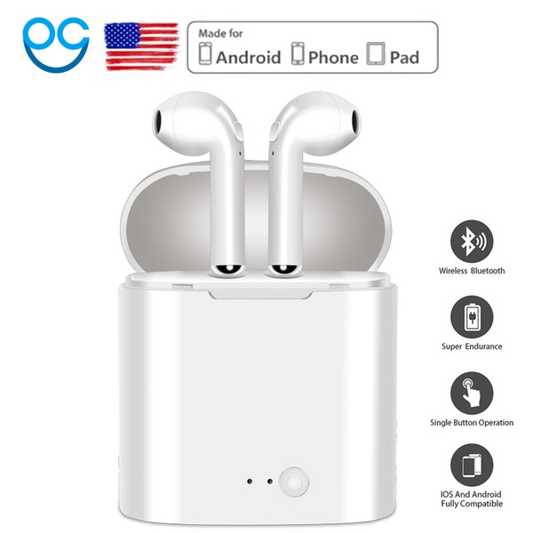 i7 New Mini Wireless Bluetooth Earphone With Charging Box Stereo Earbud Headset Earpiece for iphone Android air pods