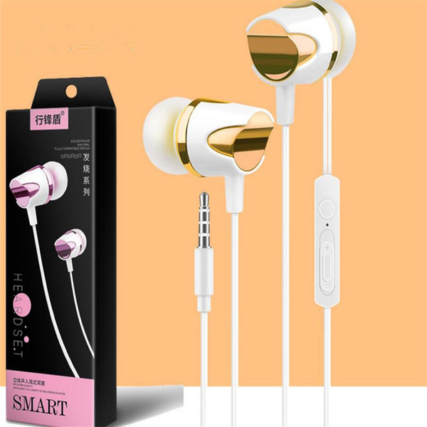 For MP3 iPhone 6s 5 7 8 Samsung note 8 Earphone Mini SMS Audio In-Ear Headphones With mic Mute Button Street Headset Earbud Retail Box