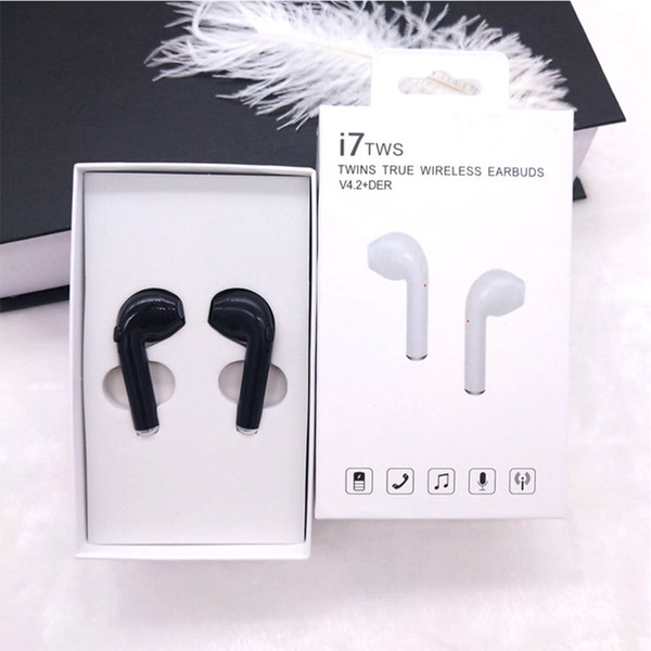 i7 Wireless Bluetooth Earphones Stereo Music Head Phone set Earpiece Retail Package In-Ear Music Earbuds Wireless Headphones