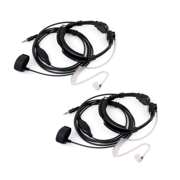 2X 1pin 3.5mm Earpieces Covert Air Tube Headsets PTT Throat Mic for Mobile Phone