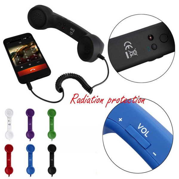 POP Retro Handset Radiation Proof Telephone Handset Classic Phone Receiver For iPhone Mobile Cell Phones DHL FEDEX EMS FREE SHIPPING