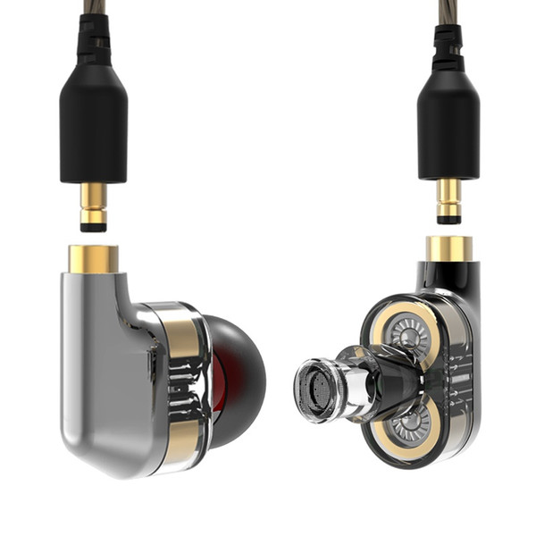 3.5mm In Ear Earphone Double Dynamic Drive HIFI Headphone Bass DJ Metal Earphone MMCX Headset Earplug