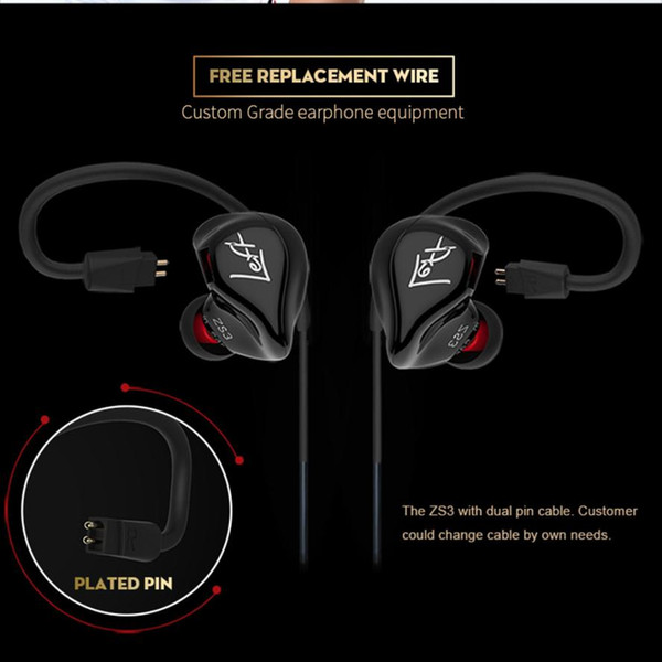 KZ ZS3 Wear Earphone Headset Double Bass HIFI In-Ear Earphone Phone Headset sport headphone fone de ouvido drop shopping