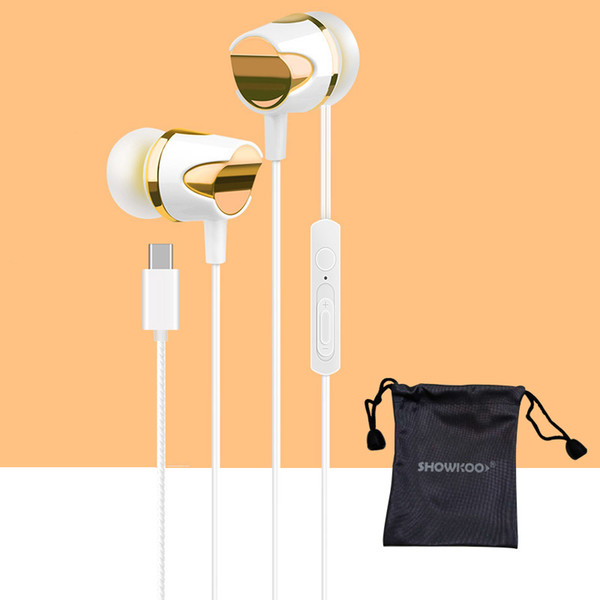 Showkoo High quality with mic Type-c Headphone for Xiaomi Huawei Type-c connector Lossless good quality In-ear earphone headset