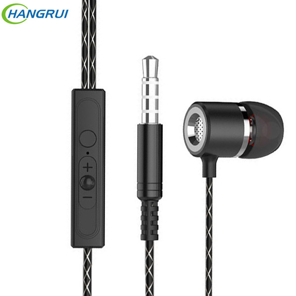 HANGRUI In-ear Earphone Hifi Metal Earphones 3.5mm Super Bass Earbuds Subwoofer Stereo Earphones With Mic For Phone PC