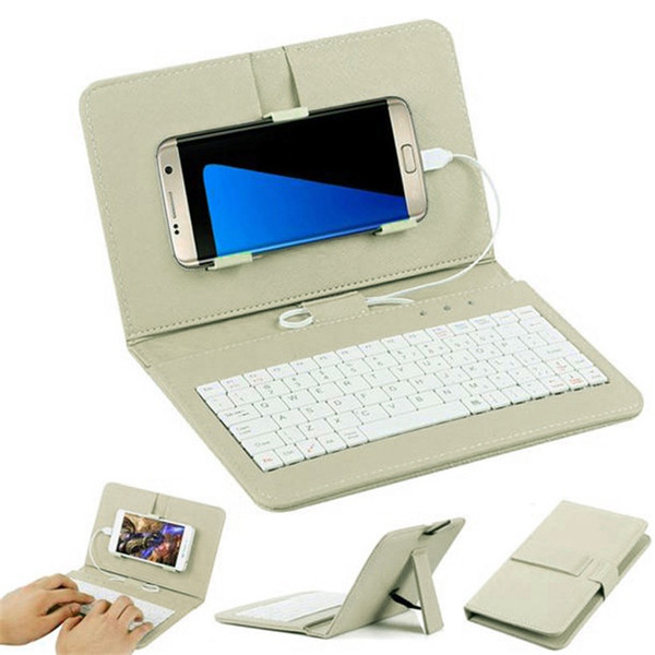 Mini Wired Keyboard Bluetooth Wireless Keyboard Flip Holster Case For 4.2 Inch To 6.8 Inch Mobile Phone Tablet