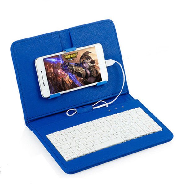KeyboardsPU Leather Wired Keyboard Case for iPhone Protective Mobile Phone with OTG For 4.2''-6.8'' Android phone Flip Holster Case