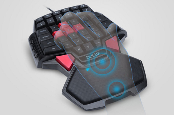 Delux T9U One Hand Wired Keyboard 41 standard keys Single-handed Keypad With LED Backlight For LOL DOTA 2 Game Player PC