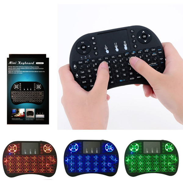Mini Wireless Keyboard 3 colour backlite 2.4GHz English Russian Air Mouse Remote Control Touchpad blacklight For Android TV Box Tablet Pc