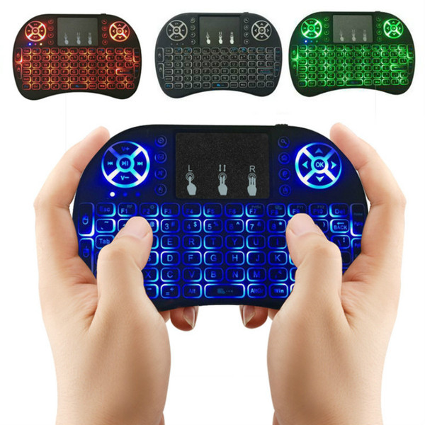 RII Air Mouse Multi- light Wireless Keyboard Mini I8 2.4GHz Touchpad Remote Control For TV BOX Game Play Tablet PC DHL OTH500