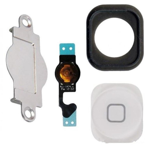 10sets/lot for iphone 5 home button keypad Menu + flex cable + holder gasket rubber + metal spacer for iphone 5G Home Button Set