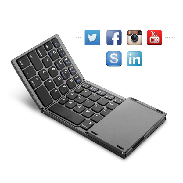 Folding Bluetooth Keyboard, Rechargeable Portable BT Wireless Foldable Mini Keyboard with Touchpad for Tablet Samsung or Other Cell Phones