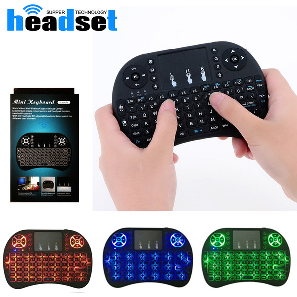 Mini Wireless Keyboard 3 colour backlite 2.4GHz English Russian Air Mouse Remote Control Touchpad blacklight For Android TV Box Tablet Pc