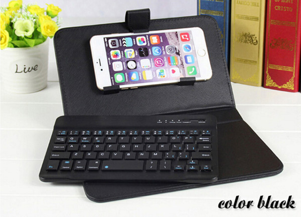 Universal Mobile phone keyboard Cover Bluetooth Keyboard Leather Case for iPhone 6 plus 7 iPhone X samsung S6 S8 S8 Plus with stand Holder