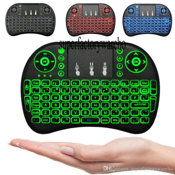 Mini Wireless Keyboard 3 colour backlit 2.4GHz English Russian Remote Control Touchpad For Android TV Box Tablet PC Smart TV