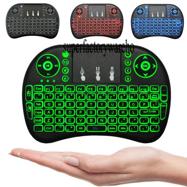 Mini Wireless Keyboard 3 colour backlit 2.4GHz English Russian Remote Control Touchpad For Android TV Box Tablet PC Smart TV