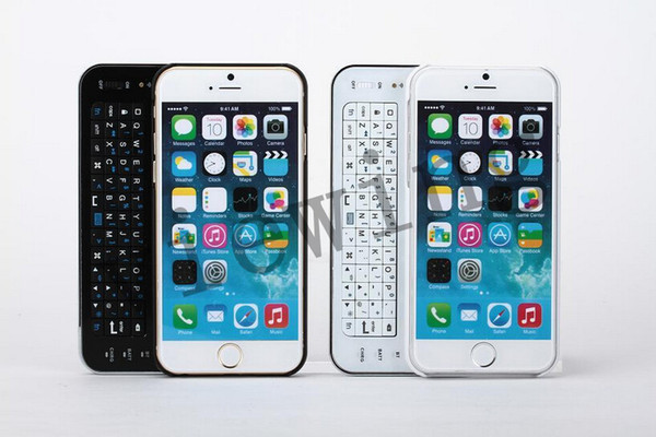 For iphone6 Wireless Bluetooth Keyboard Portable Ultra Thin Slide out LED Backlight Keyboard Case for Apple iPhone6 (Black White)