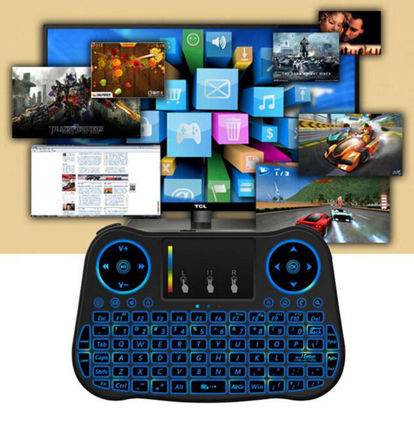 Portable Touch Control Mouse 2.4G Mini MT08 Wireless Keyboard Backlit With 7 Color Backlight Remote Controlers For MXQ M8S MiniX TV Box