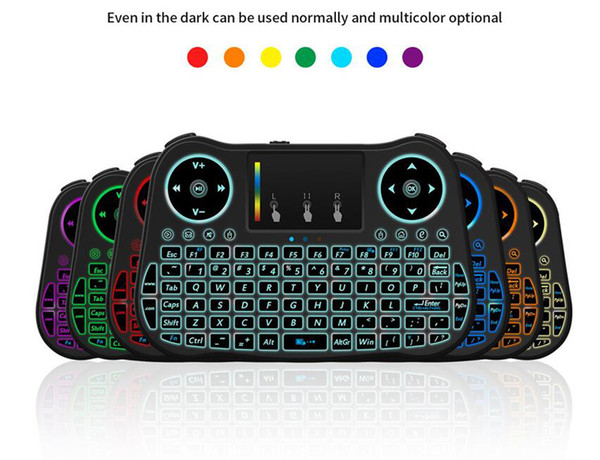 Wireless Touch Control Mouse 2.4G Mini MT08 Wireless Keyboard Backlit With 7 Color Backlight Remote Controlers For MXQ M8S MiniX