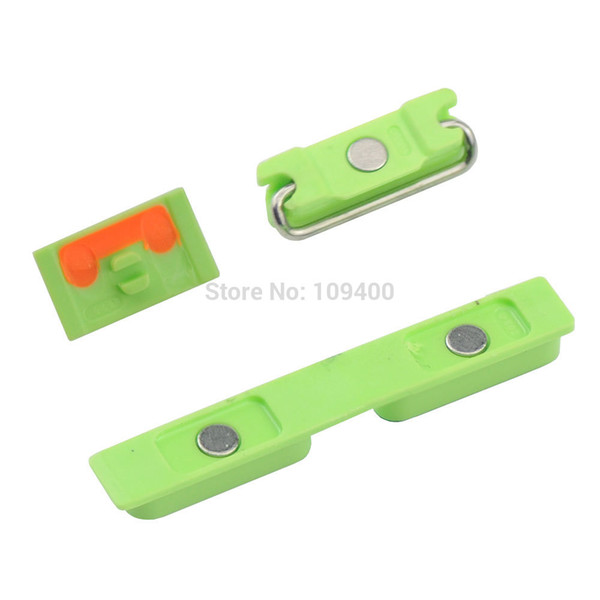Wholesale-Green Original Side Combo Button Key Keypad with Metal Spacer for iPhone 5c Replacement Part 3pc/set