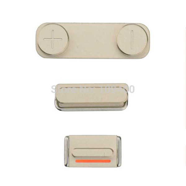 Wholesale-Original Gold Side Keypads Power Button Volume Mute Key Replacement Part for Apple iPhone 5s 3pc/set