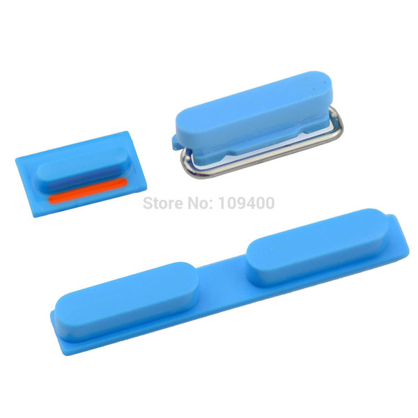 Wholesale-Blue Original Side Button Key Keypad with Metal Spacer for iPhone 5c Replacement Part 3pc/set