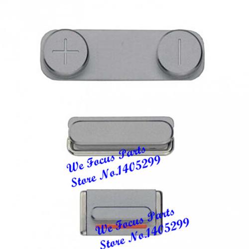 Wholesale-For  5s 1Set Brand New Genuine Original Grey Side Button Key Set Power button+Volume button+Mute button Set Free Shipping