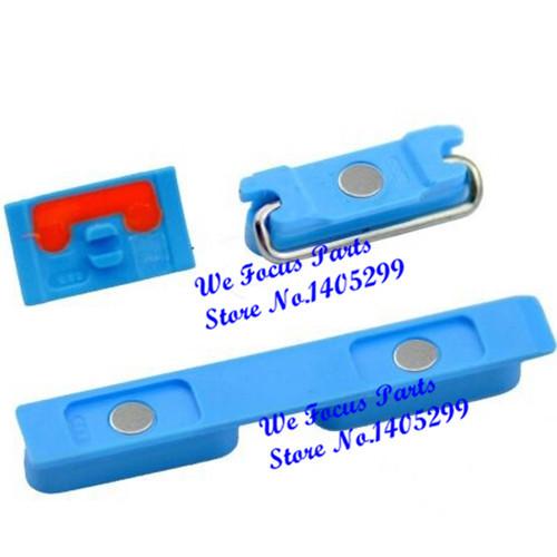 Wholesale-For  5C 1Set Genuine New A++ Quality Blue Side Button Key Set Green Power button+Volume button+Mute button Free Shipping
