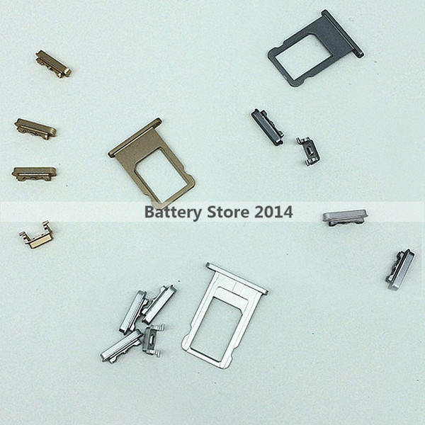 Wholesale-New Original For Apple iPhone 6 6G Side Buttons Set Power Volume and Mute Buttons SIM Card Tray Gold Gray Silver Replacement