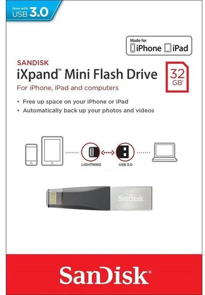 SANDISK 32GB iXPAND MINI FLASH DRIVE FOR IPHONE AND IPAD SDIX40N-032G