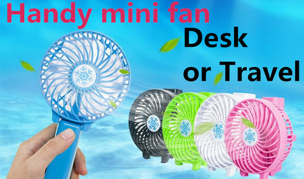 2018 Handy Usb Fan Foldable Handle Mini Charging Electric Fans Snowflake Handheld Portable For Home Office Gifts RETAIL BOX