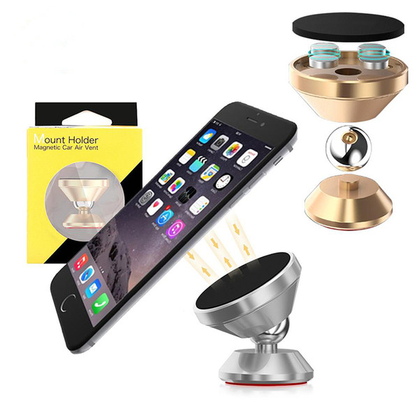 Hight Quality 4 Magnet Metal Air Vent Luxury Magnetic Mobile Holder Magnet Car Holder With package For All Cellphone