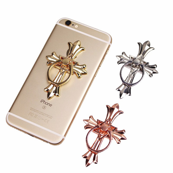 Fashion Universal Cross Design Electroplate Cell Phone Ring Holder Golden Silver Galvanized Cell Phone Ring Holder Mount