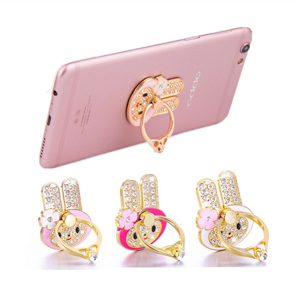 360 Degree Cute Diamond Rhinestone bling universal Finger Ring Mobile Phone Smartphone Stand Holder For iphone 7 6 sumsung s8 s7