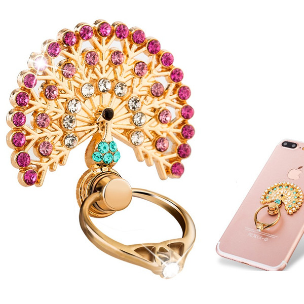 Diamond Crystal Metal Peacock Ring Stand mobile phone Holder multifunction Universal for Iphone Cell Phone Accessories