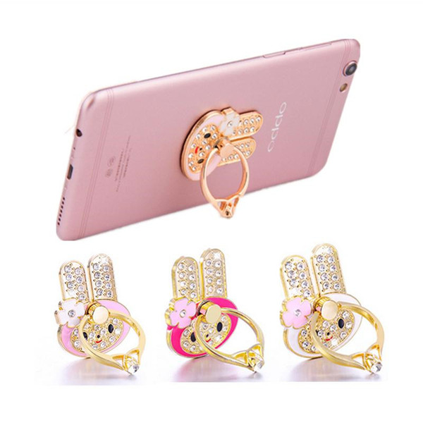 360 Degree Cute Diamond Rhinestone bling universal Finger Ring Mobile Phone Smartphone Stand Holder For iphone 8 7 6 sumsung S9 S8