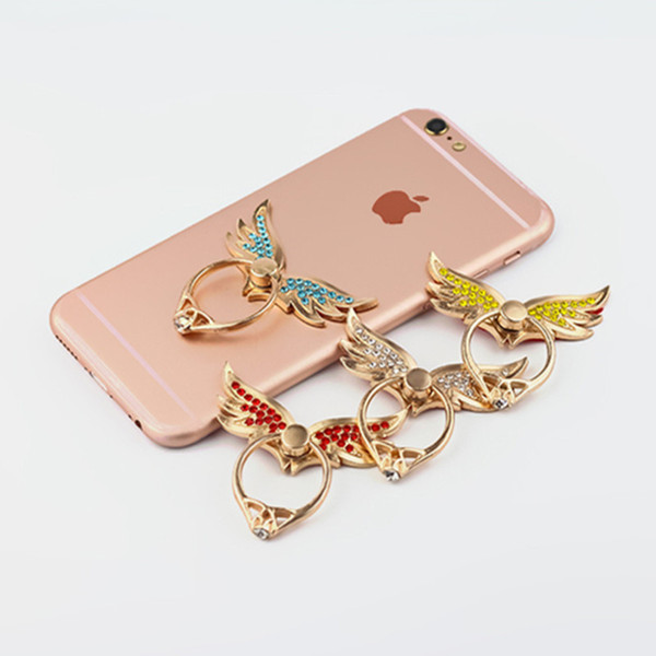 360 Degree Metal Angel Wings Finger Ring Mobile Phone Smartphone Stand Holder For iPhone 7 6 for Samsung s7 for Smart Phone