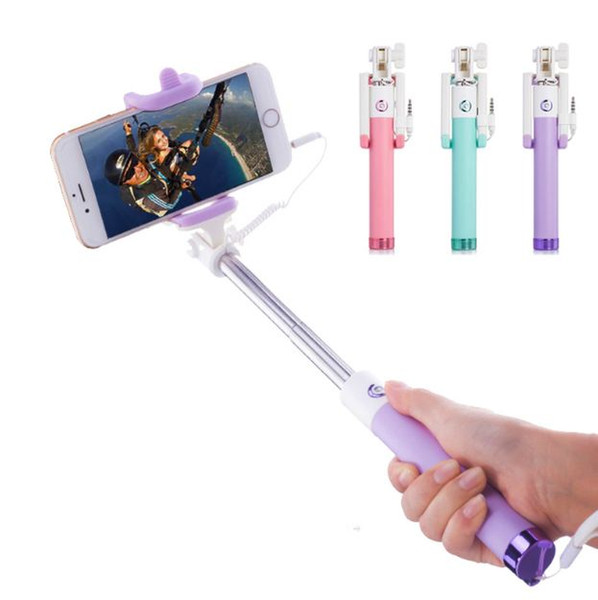 Mini Selfie Stick With Button Wired Silicone Handle Monopod Universal For iPhone X 8 7 6 Plus Android Samsung Huawei Xiaomi Sticks