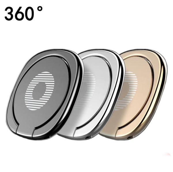 New Luxury 360 Degree Metal Finger Ring Holder Smartphone Mobile Phone Finger Stand Holder For iPhone 7 6 Samsung Tablet with Package