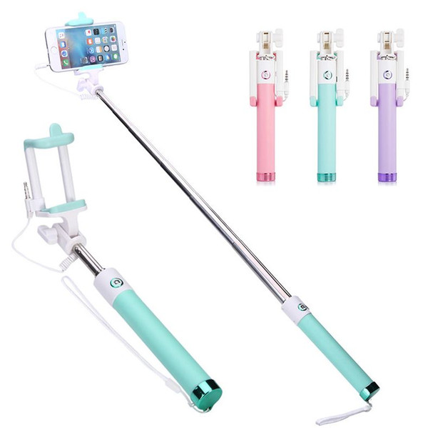 Mini Selfie Stick With Button Wired Silicone Handle Monopod Universal For iPhone 6 5 Android Samsung Huawei Xiaomi Sticks