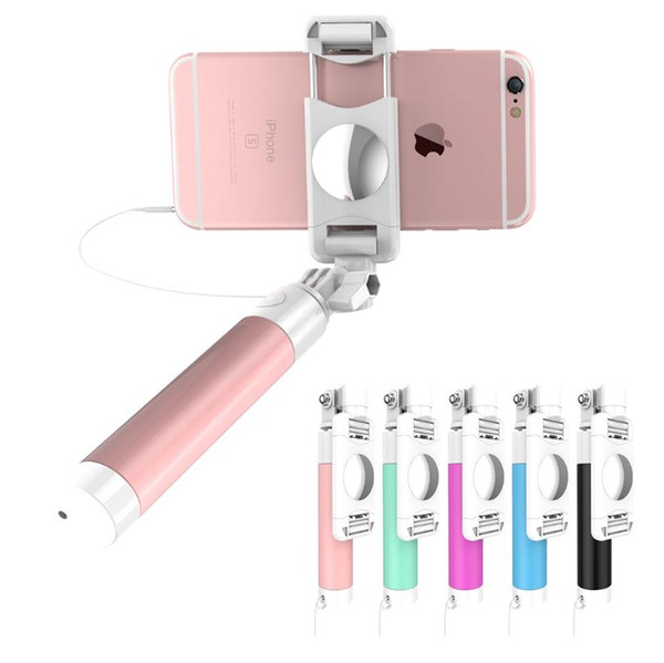 Universal Mini Selfie Stick 360 Rotatable Foldable Portable Extendable Wired Self Stick For iPhone Samsung Huawei Xiaomi