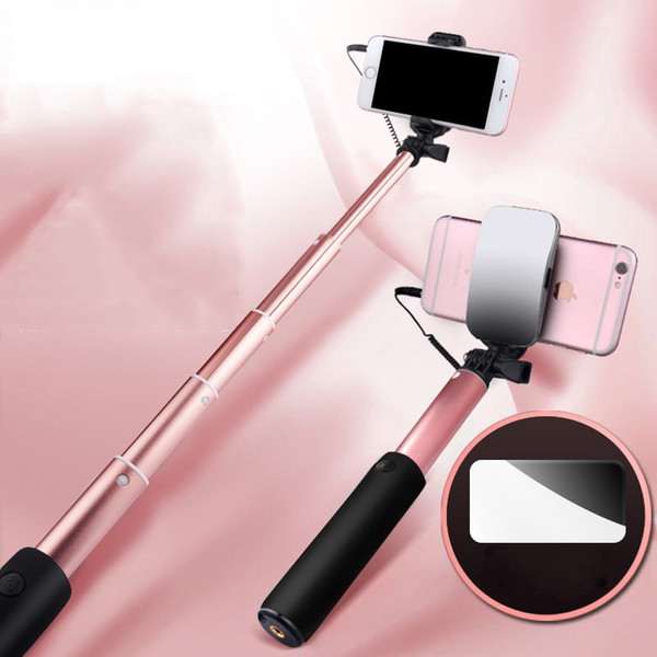 Mini Selfie Stick With Button Wired Monopod Universal For iPhone x 8 7 6 S Android Samsung Huawei Xiaomi Sticks With Mirror