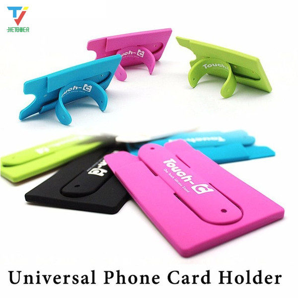 Touch U Touch C insert bus Card collection Silicone Stand Holder with Earphone Winder card bag cutter for cellPhone 300pcs/lot