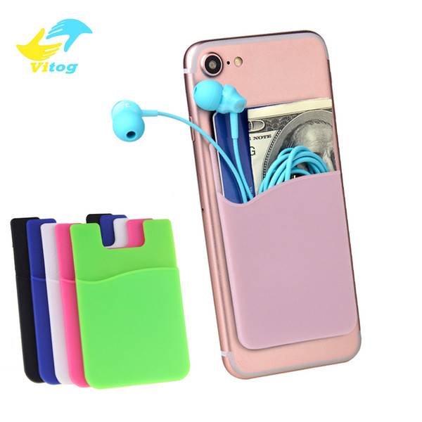 Vitog Creative phone holder Elastic Cell Card Holder Phone Wallet Case Business Credit ID Card Pouch Holder Pocket Stick Adhesive