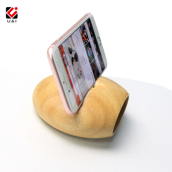 Portable Wood Speaker For Mobile Phone Universal Music Play Amplifier Wooden Holder Cell Phone Stand Station