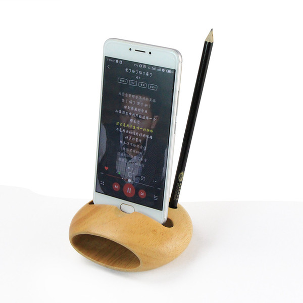 Mobile cell phone holder speaker amplifier solid wood portable cellphone Bamboo holders for smartphone tablet mount wooden mini bracket