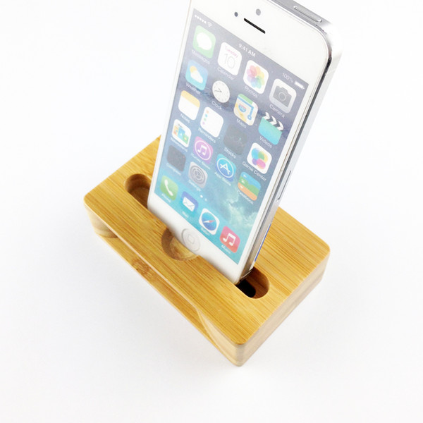 Bamboo Wood Cell Phone Holder Speaker Amplifier Real Wood Portable Cell Phone Holders For Smartphone Tablet Mount Mini Bracket For All Phone